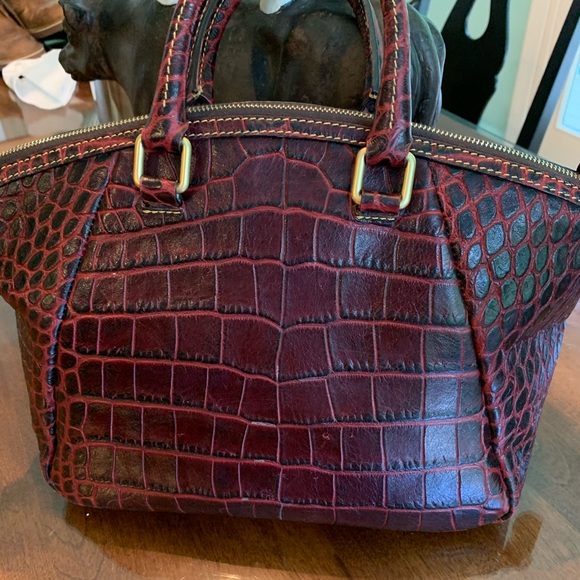 Dooney & Bourke Wine Leather Embossed Satchel - Picture 4 of 7